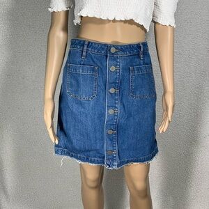 Ann Taylor LOFT Button Down Mini Jean Skirt Women's sz 8 Retro